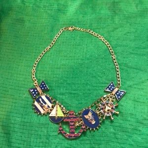 Pinup Style Nautical Necklace with Charms and Bows